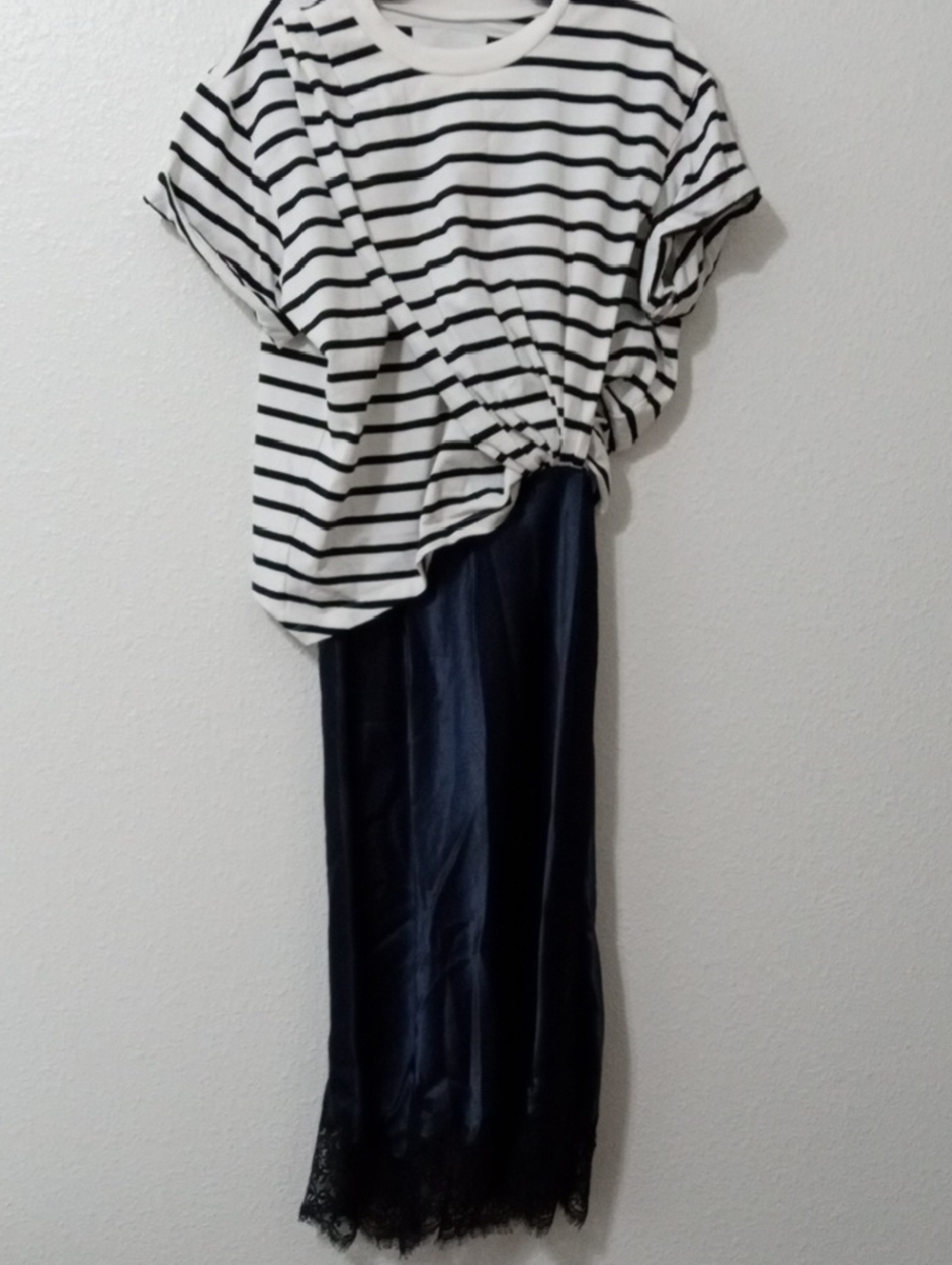 3.1 Phillips Lim Striped Draped T-Shirt Slip Combo Dress - Picture 2 of 9